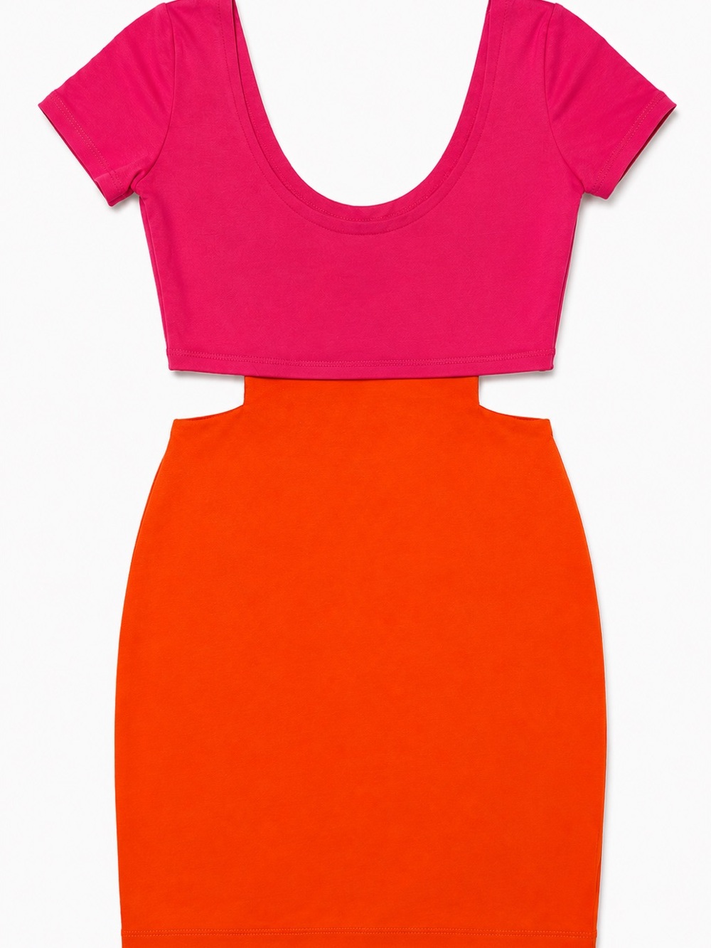 Lucca Couture Hot Pink Crop Top & Bright Orange Cutout Dress
